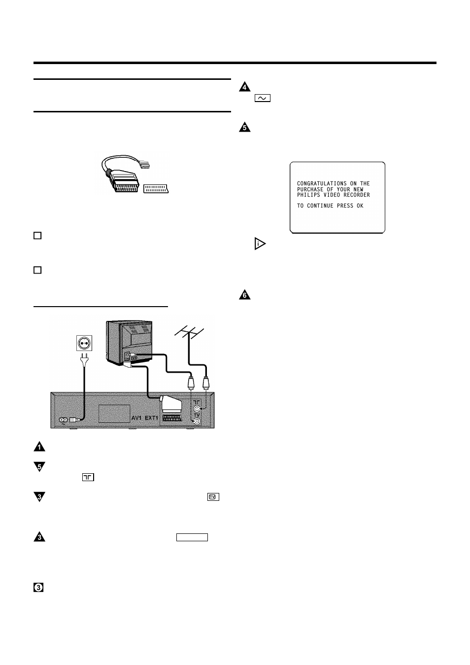 How to connect your video recorder, How to connect your video recorder to the tv set, Connecting with a scart cable | Philips VR400 User Manual | Page 7 / 26