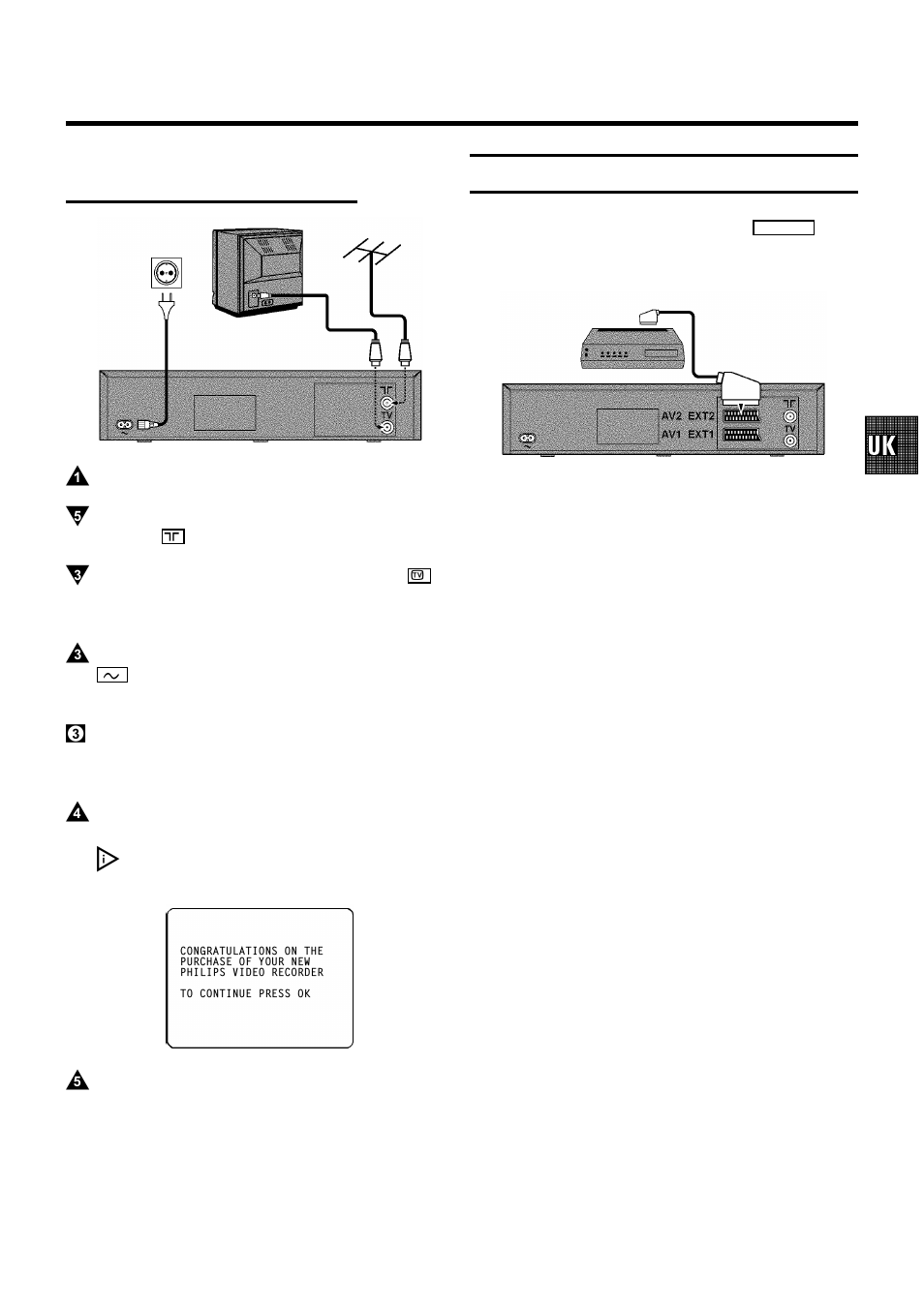 Connecting without a scart cable, Connecting a decoder or other equipment | Philips VR400 User Manual | Page 8 / 26