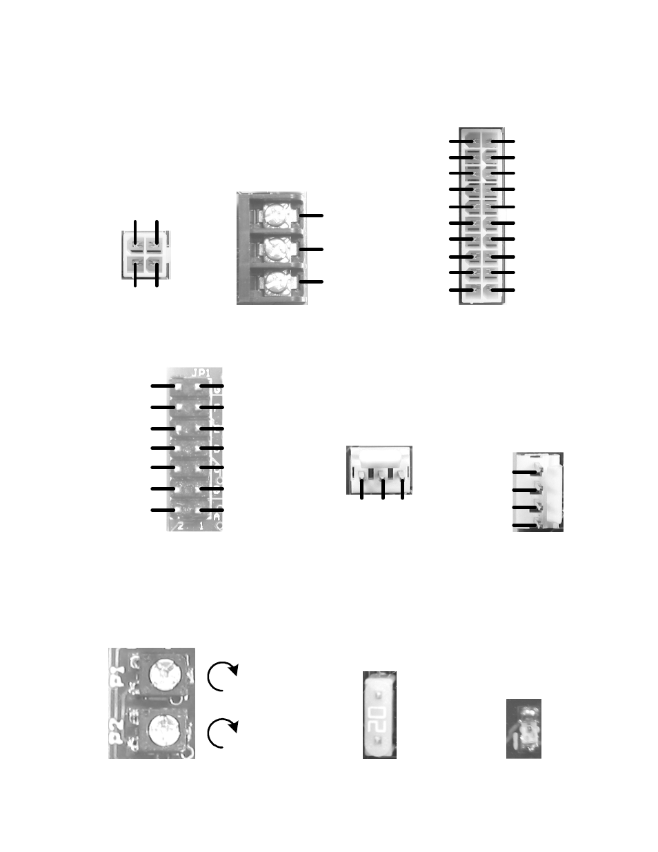 J8 atx12v j7 atx pwr, J5 input pwr, J1 fan j2 comm | P1 & p2 pots, F1 fuse, D8 led | Philips DSATX 220 User Manual | Page 12 / 13