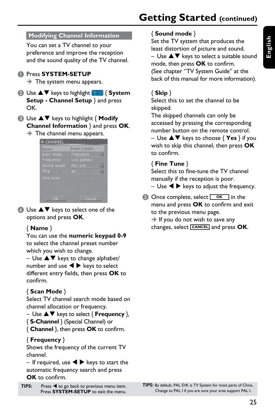 Getting started, Continued) | Philips DVDR3375/93 User Manual | Page 25 / 59