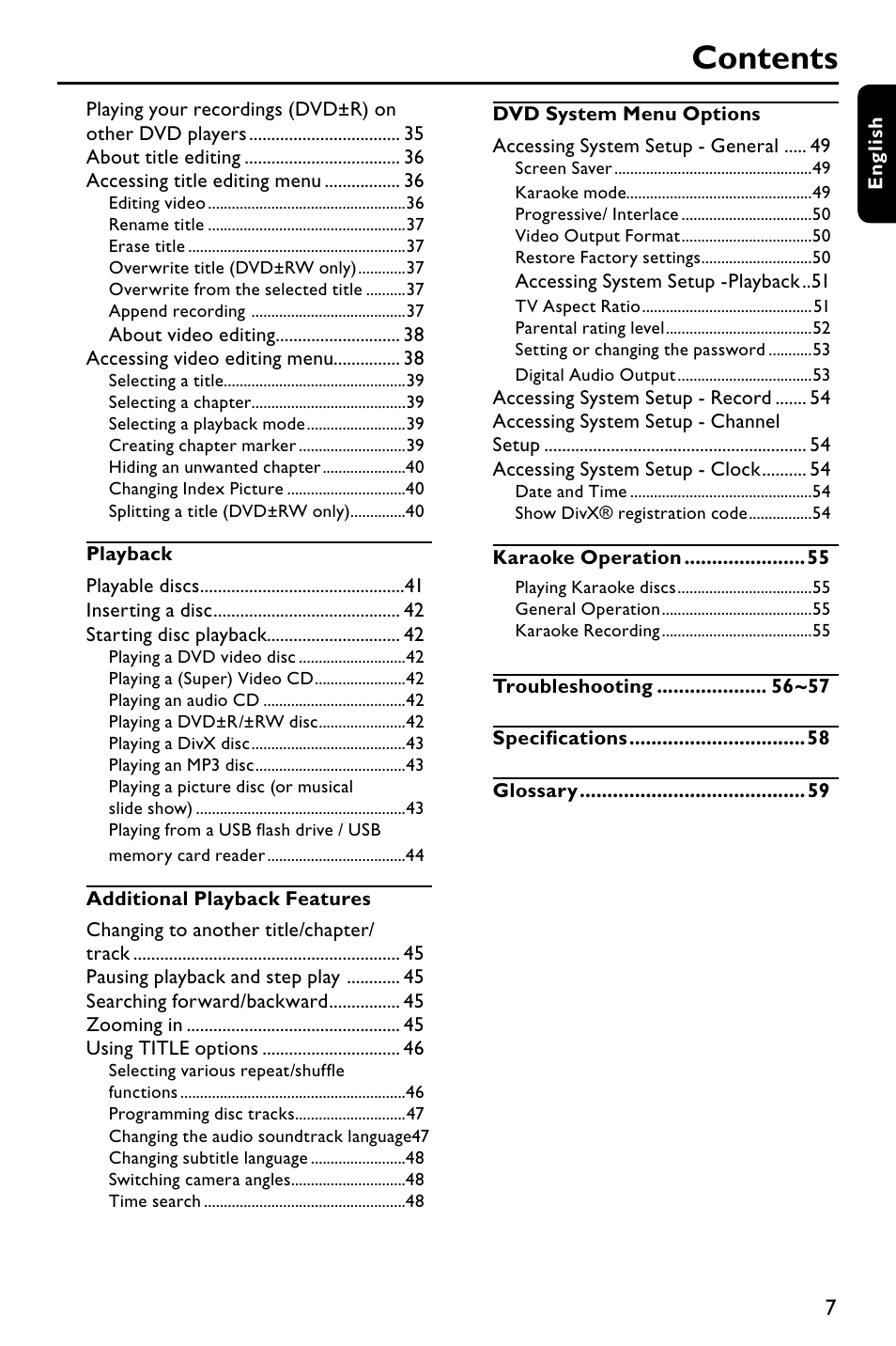 Philips DVDR3375/93 User Manual | Page 7 / 59