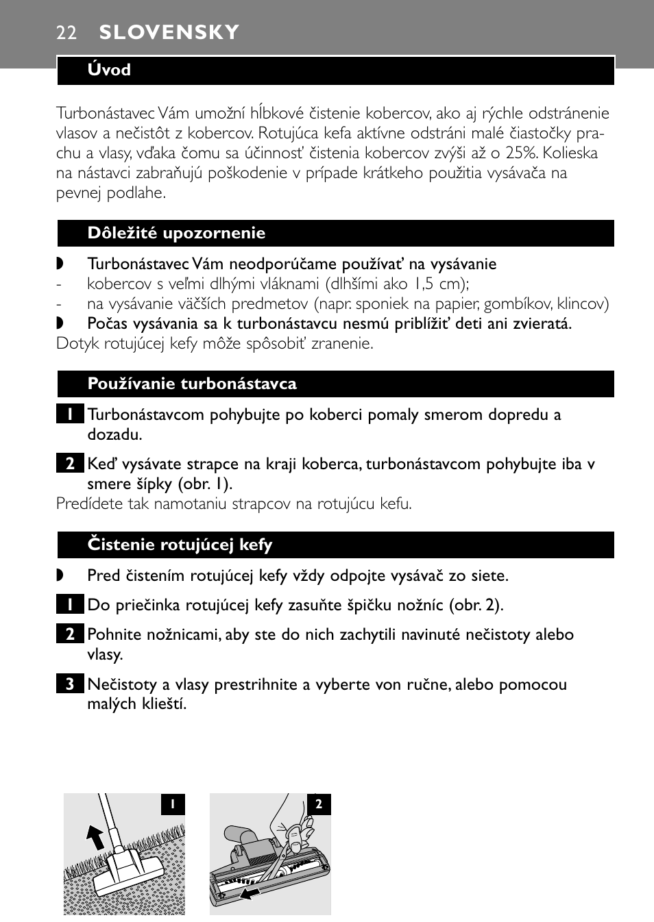 Slovensky | Philips Turbo Nozzle FC8043 User Manual | Page 22 / 44