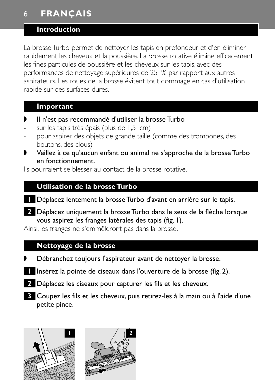 Français | Philips Turbo Nozzle FC8043 User Manual | Page 6 / 44