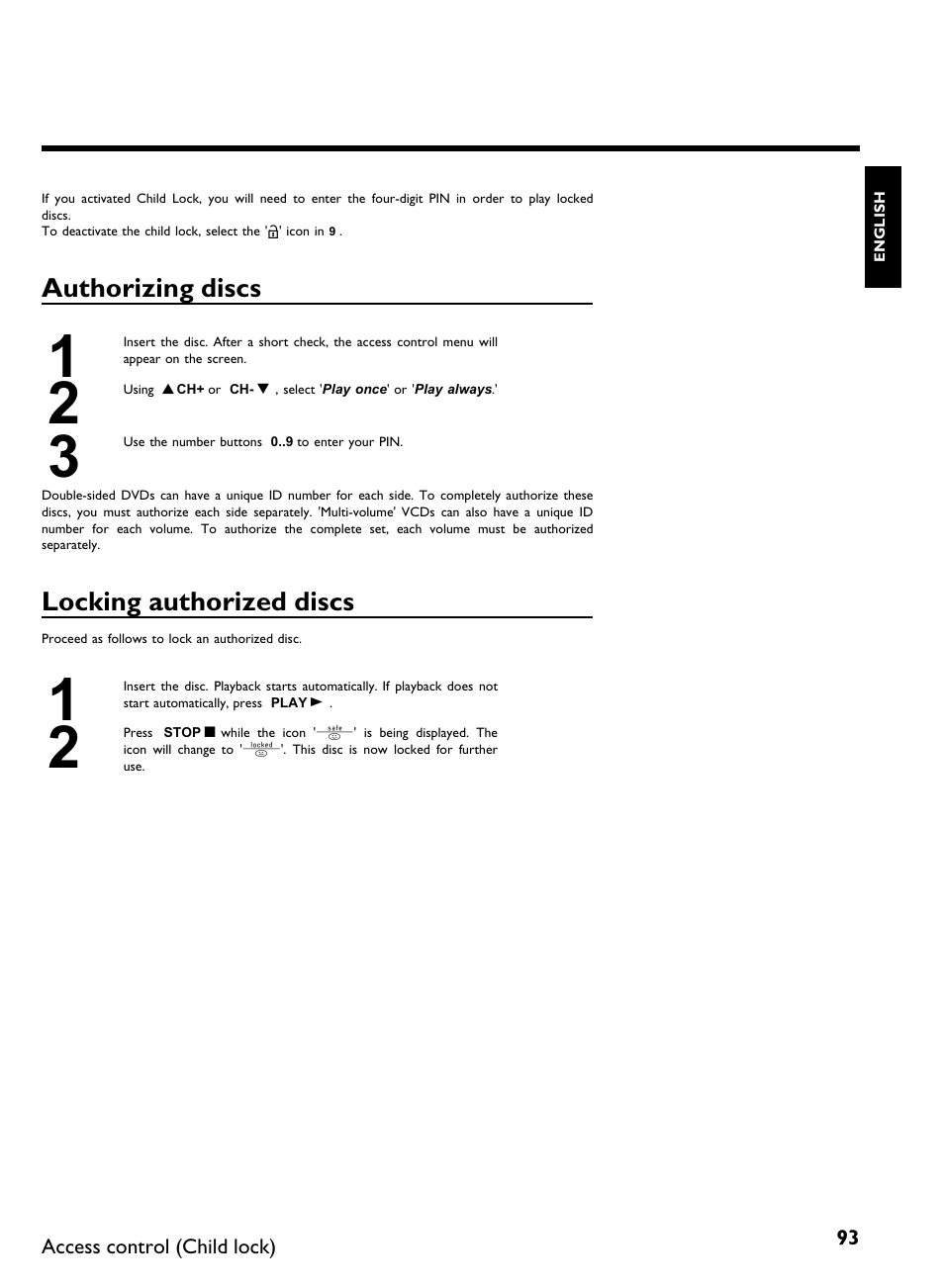 Authorizing discs, Locking authorized discs | Philips DVDR 80 User Manual | Page 105 / 228