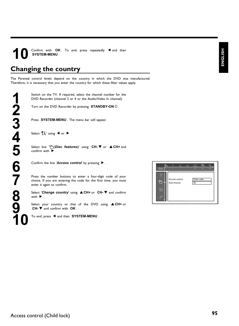 Changing the country | Philips DVDR 80 User Manual | Page 107 / 228