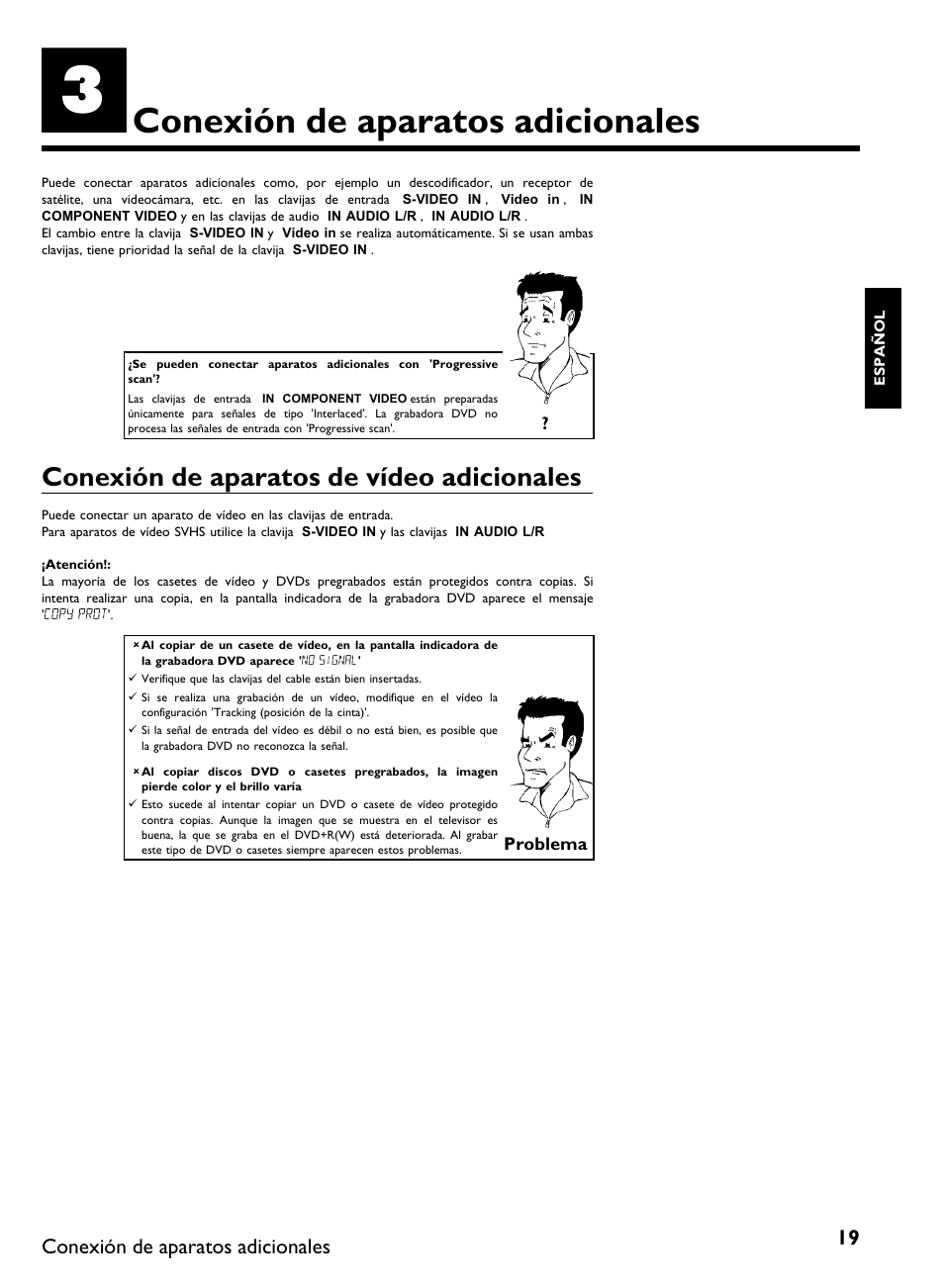 Conexión de aparatos adicionales, Conexión de aparatos de vídeo adicionales | Philips DVDR 80 User Manual | Page 141 / 228