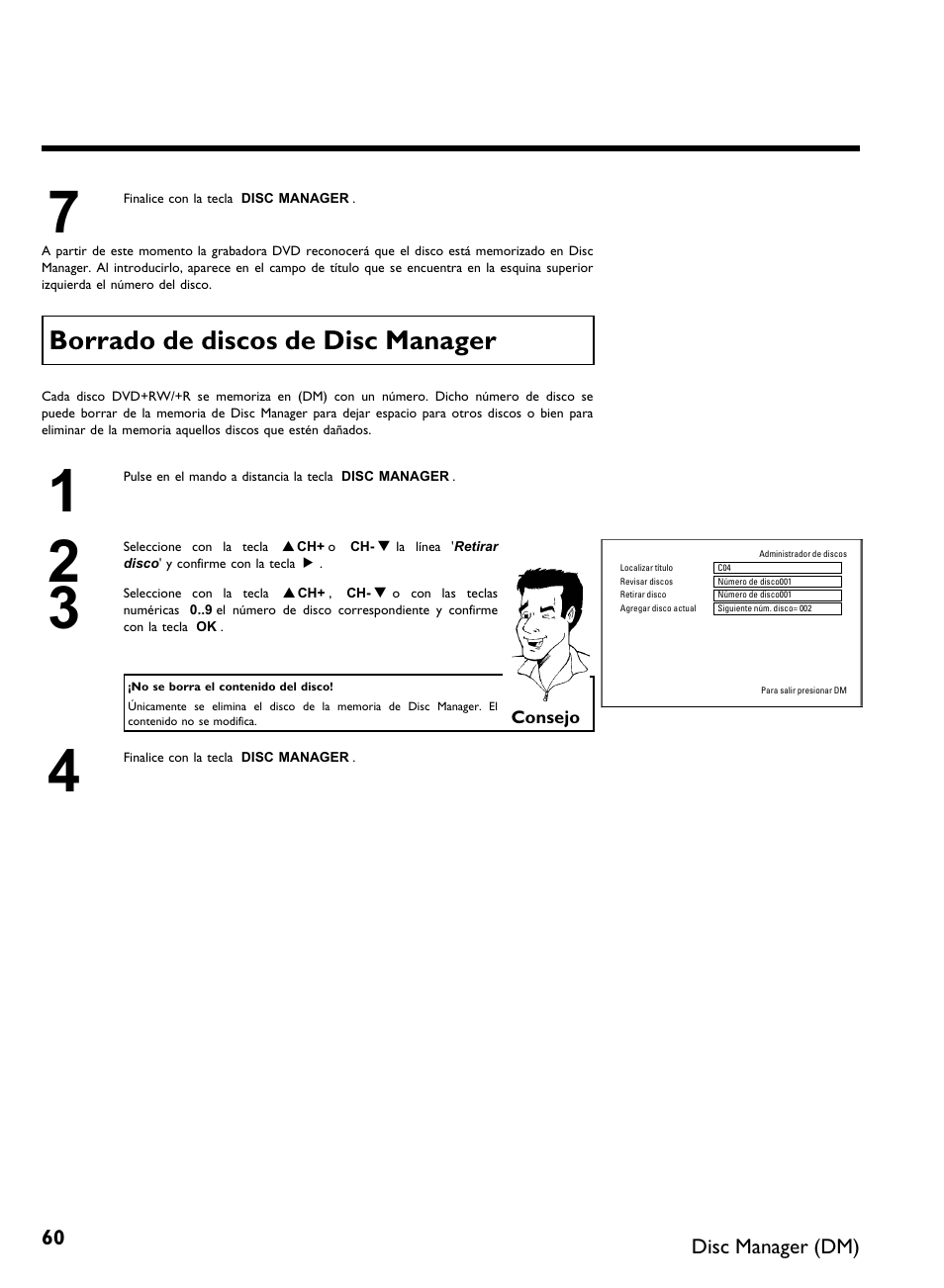 Borrado de discos de disc manager | Philips DVDR 80 User Manual | Page 182 / 228