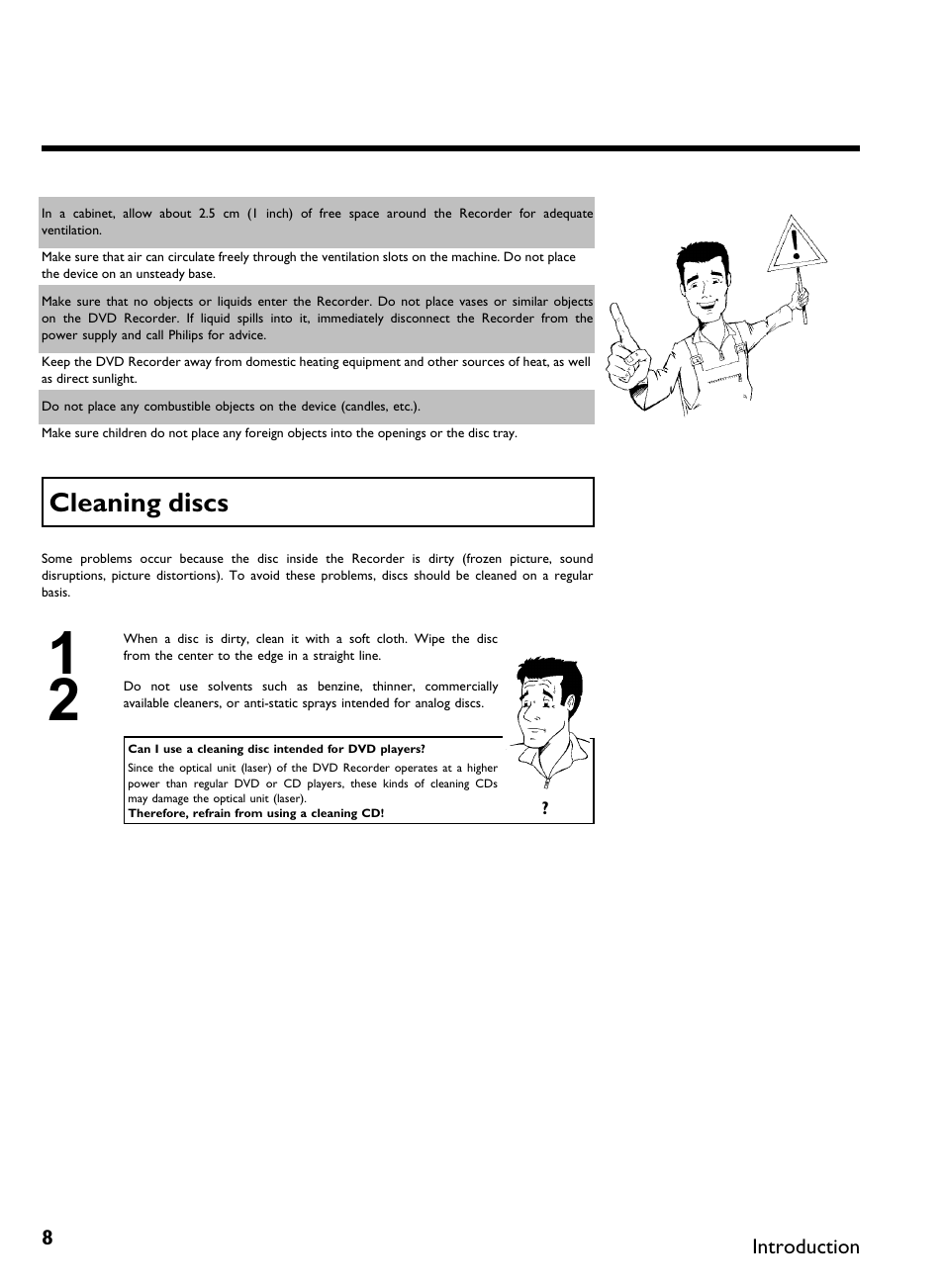 Cleaning discs | Philips DVDR 80 User Manual | Page 20 / 228