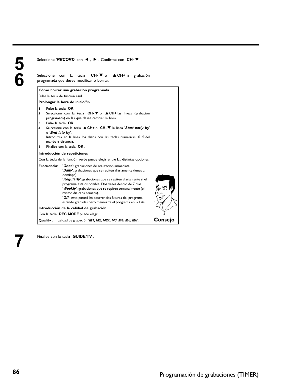 Programación de grabaciones (timer) | Philips DVDR 80 User Manual | Page 208 / 228