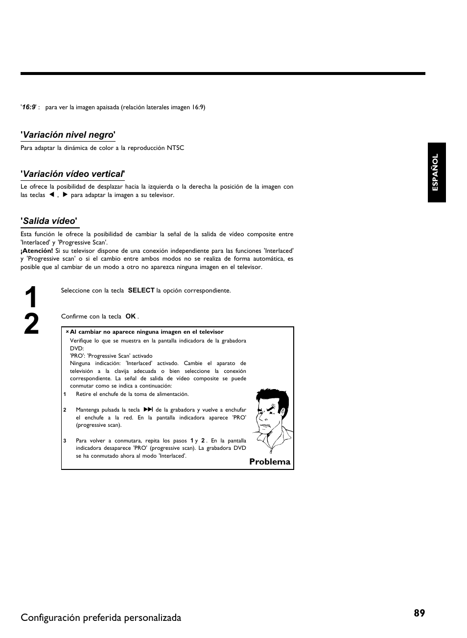 Configuración preferida personalizada | Philips DVDR 80 User Manual | Page 211 / 228