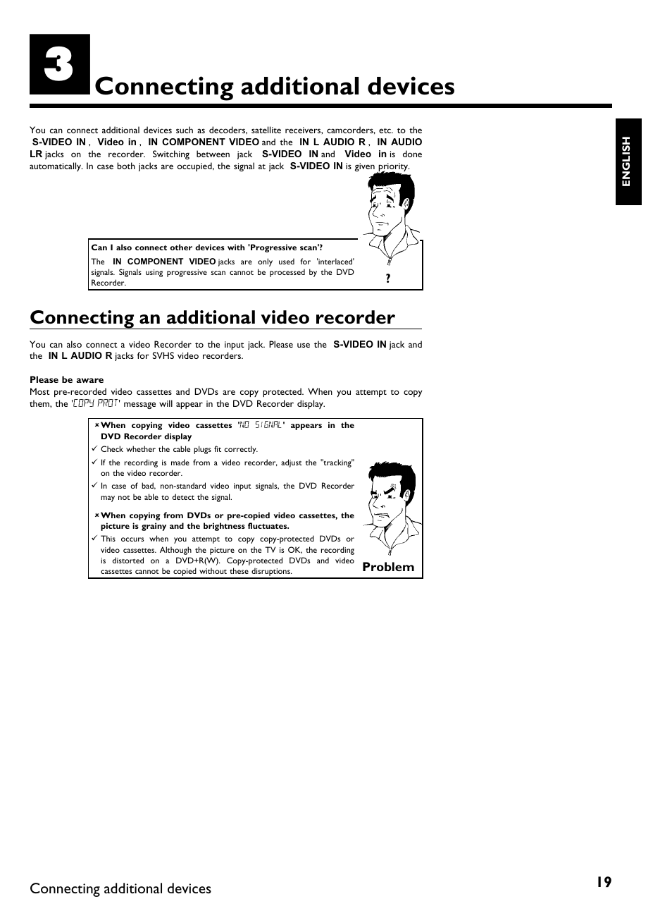 Connecting additional devices, Connecting an additional video recorder | Philips DVDR 80 User Manual | Page 31 / 228