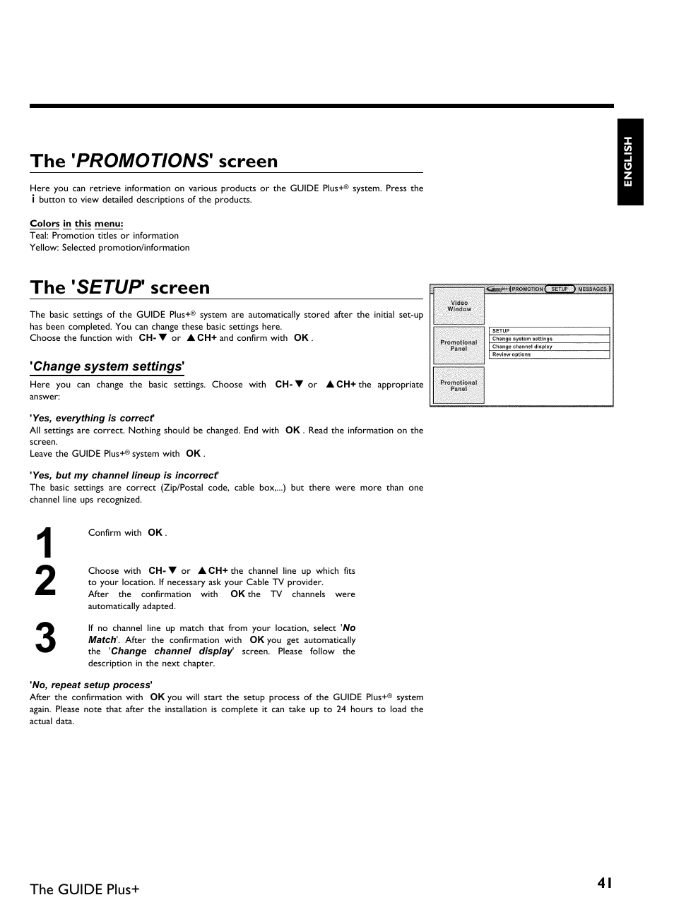 The ' promotions 'screen, The ' setup 'screen, The guide plus | Philips DVDR 80 User Manual | Page 53 / 228