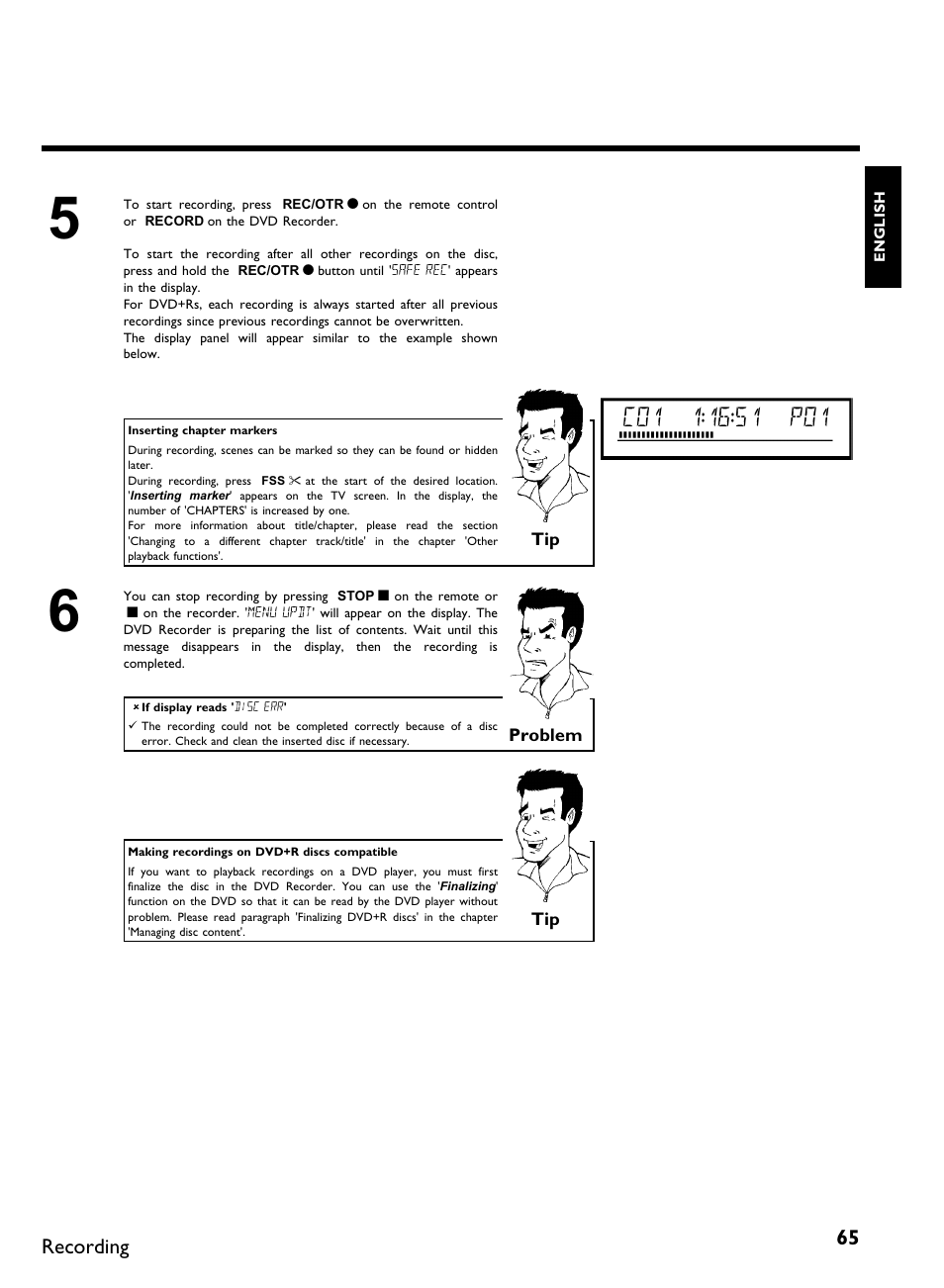 Recording | Philips DVDR 80 User Manual | Page 77 / 228