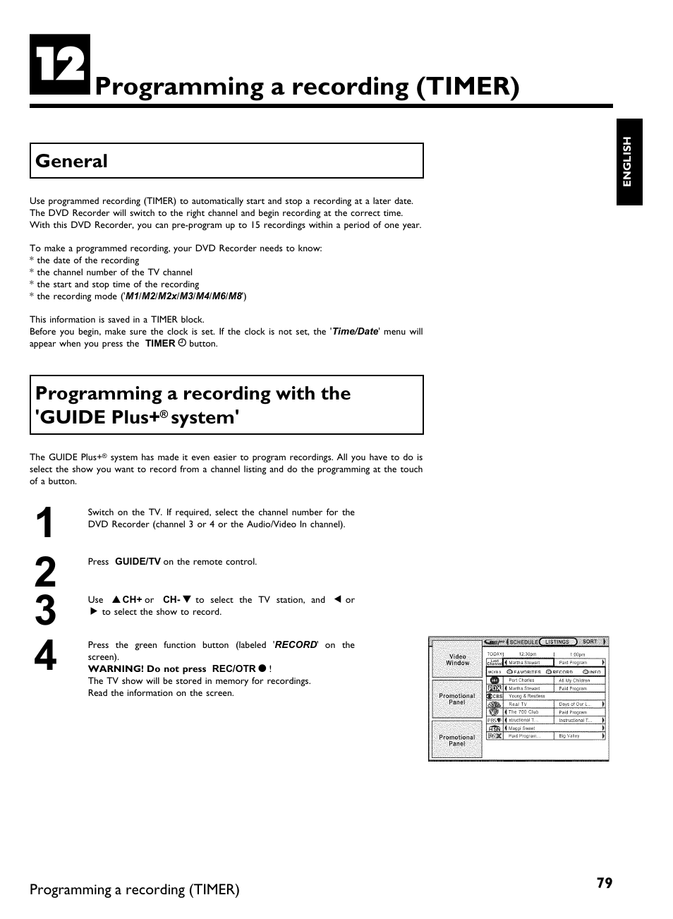 Programming a recording (timer) | Philips DVDR 80 User Manual | Page 91 / 228