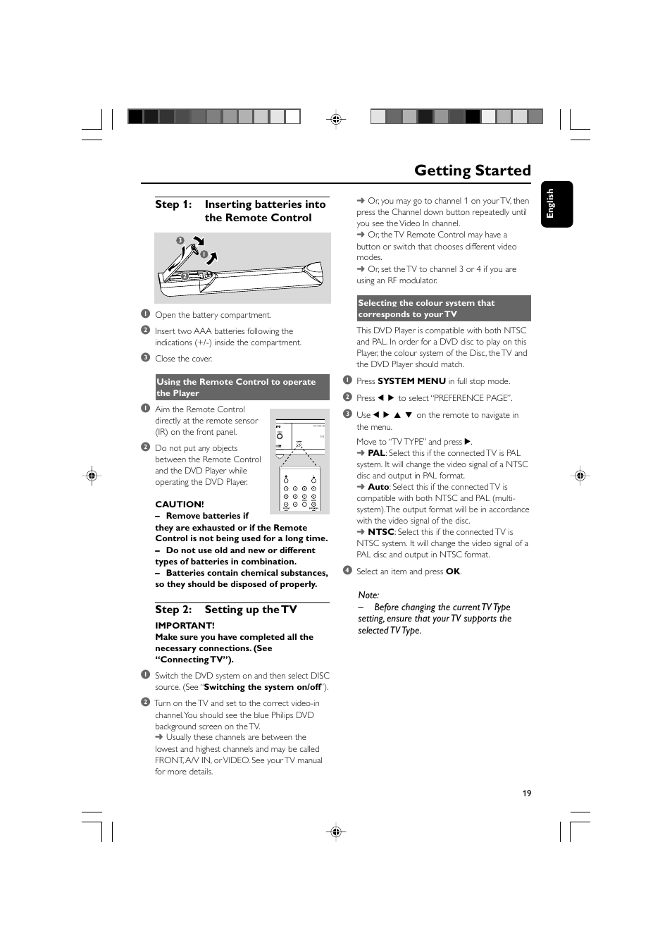 Getting started | Philips DVD Micro Theatre MCD759D User Manual | Page 19 / 47