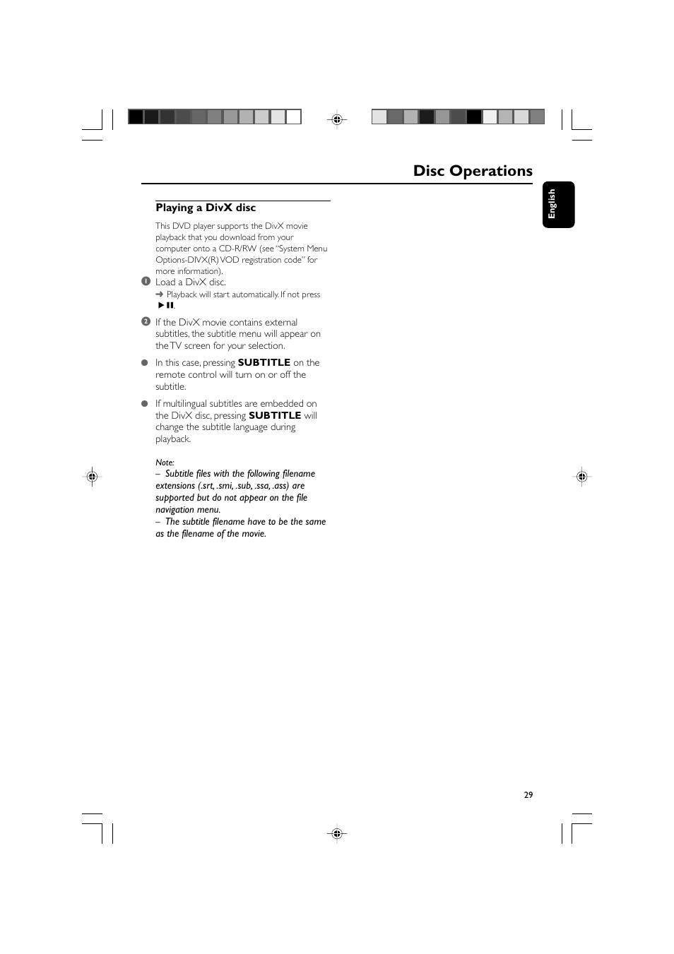 Disc operations | Philips DVD Micro Theatre MCD759D User Manual | Page 29 / 47