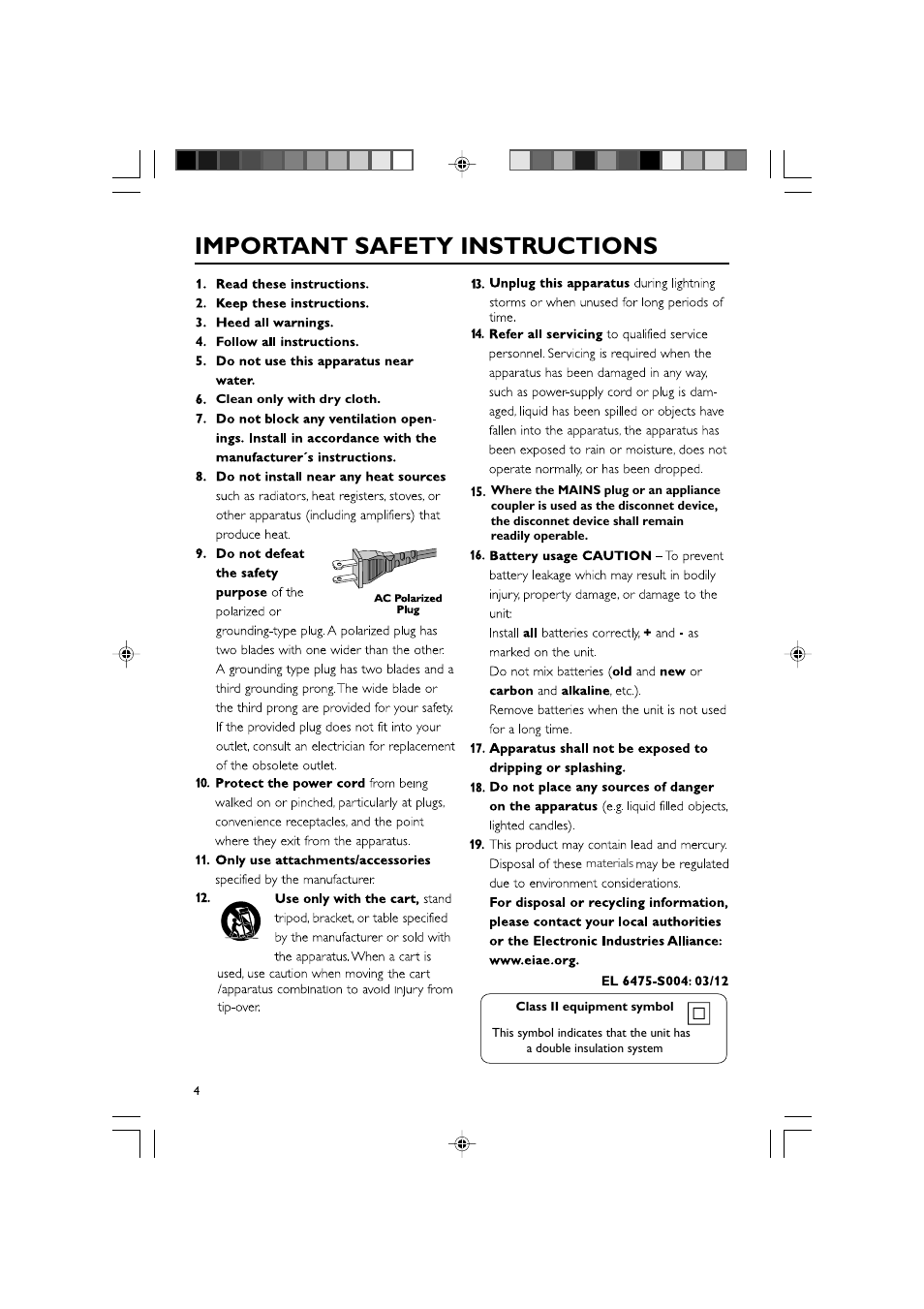 Important safety instructions | Philips DVD Micro Theatre MCD759D User Manual | Page 4 / 47