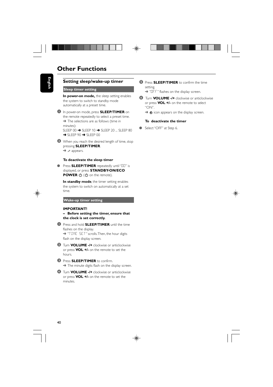 Other functions | Philips DVD Micro Theatre MCD759D User Manual | Page 40 / 47