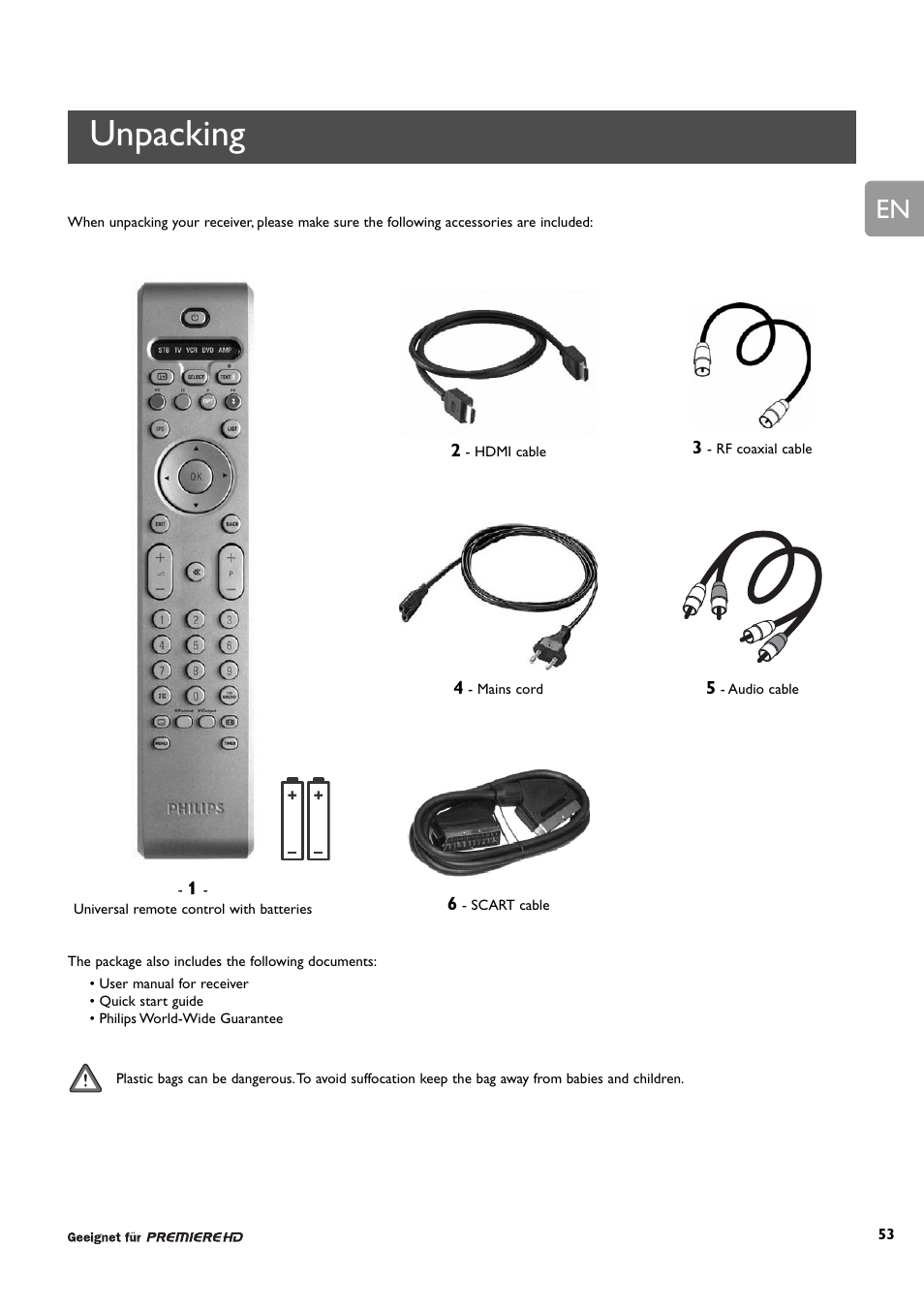 Unpacking | Philips DCR 9001/22 User Manual | Page 5 / 65