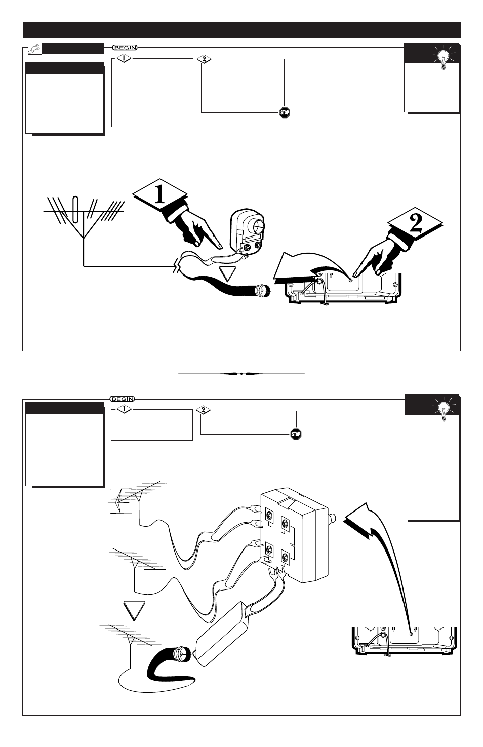 Tv (a, Ooking, Ntenna | Able, Onnections | Philips Magnavox PR 1309B User Manual | Page 2 / 8