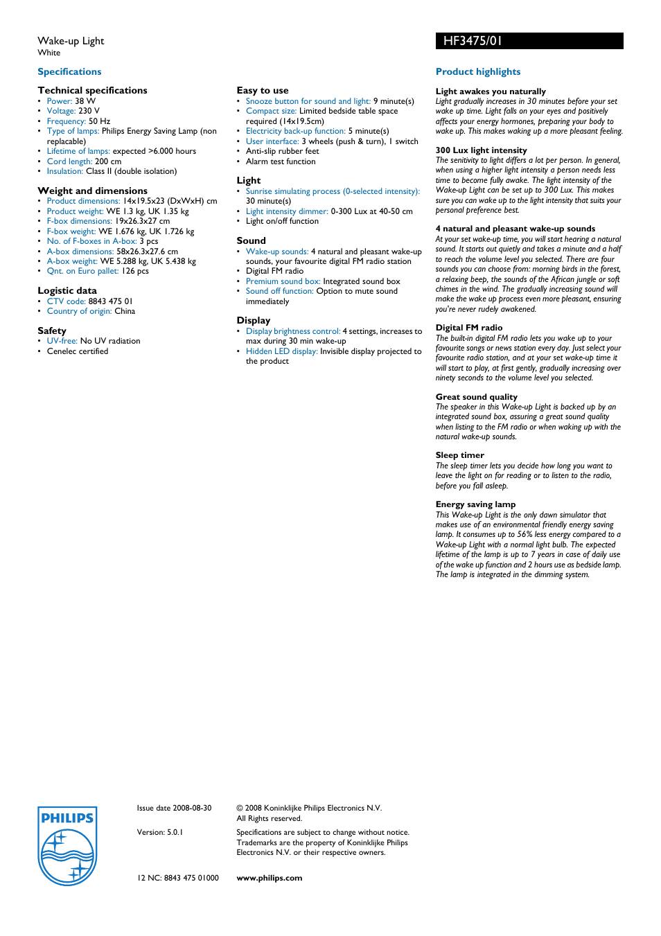 Philips HF3475/01 User Manual | Page 2 / 2