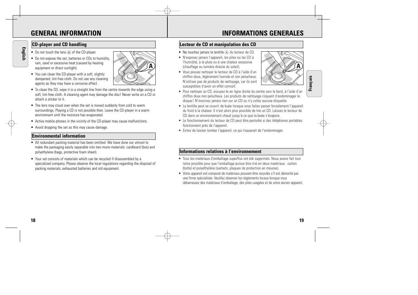 Informations generales, General information | Philips AX1000 User Manual | Page 17 / 17