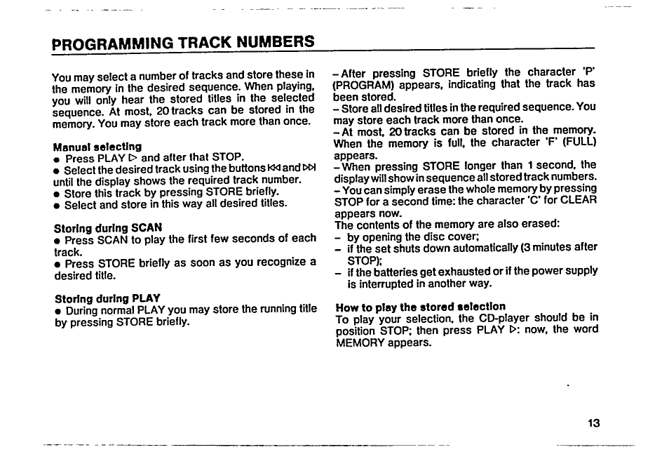 Programming track numbers | Philips AZ 6804 User Manual | Page 13 / 20