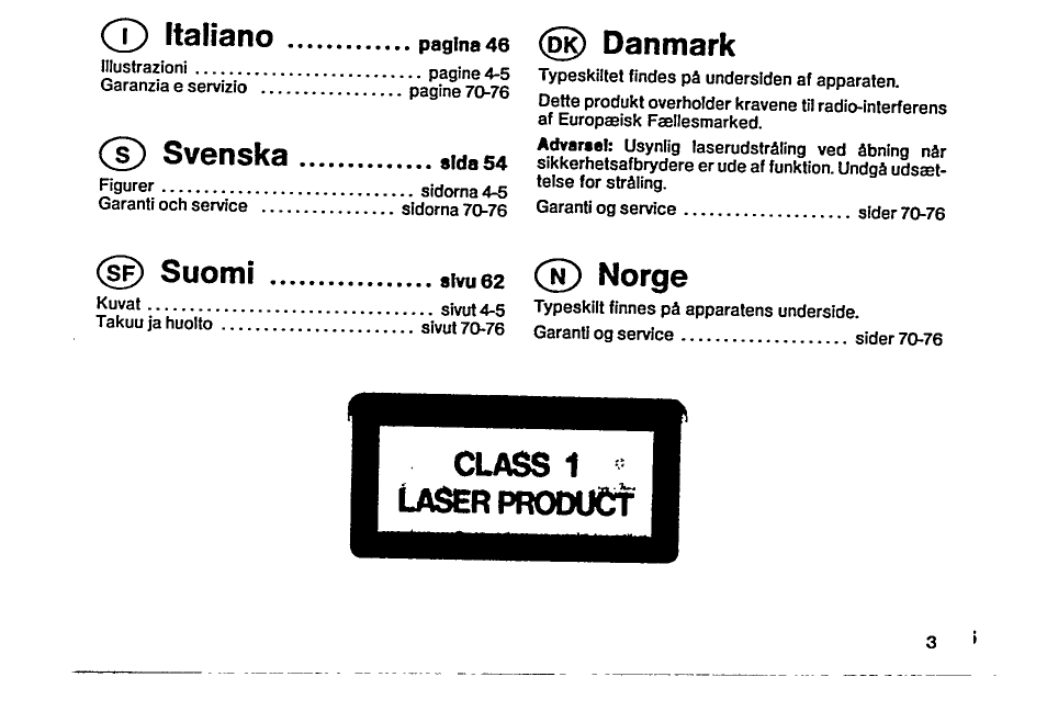 Danmark, N) norge, T) italiano | S) svenska, S^ suomi, Norge | Philips AZ 6804 User Manual | Page 4 / 20