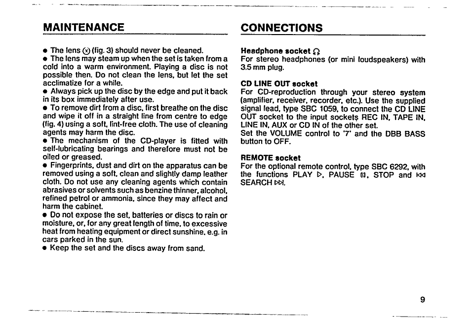 Maintenance connections | Philips AZ 6804 User Manual | Page 9 / 20