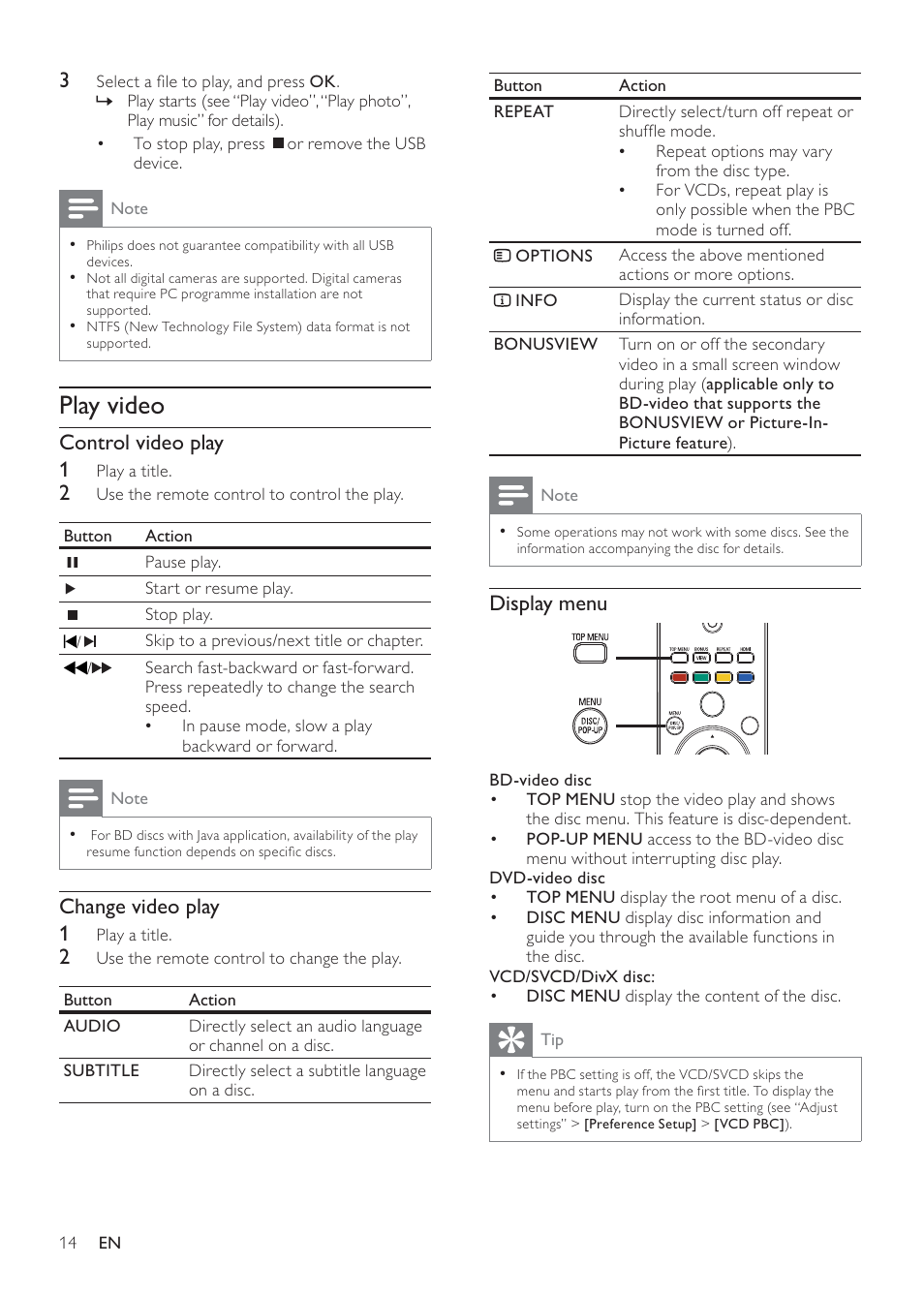 Play video | Philips BDP7500S2 User Manual | Page 14 / 50