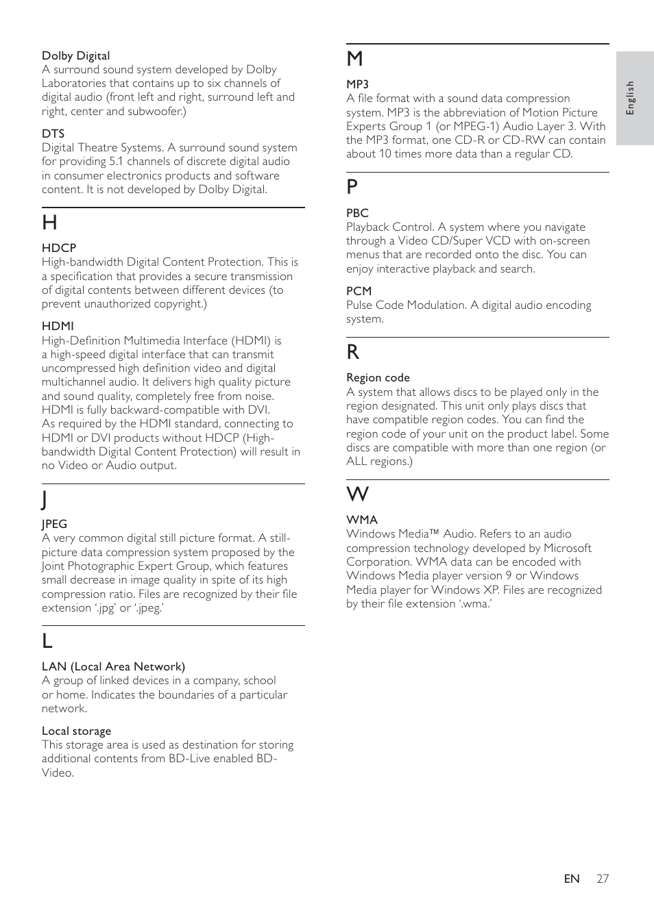 Philips BDP7500S2 User Manual | Page 27 / 50