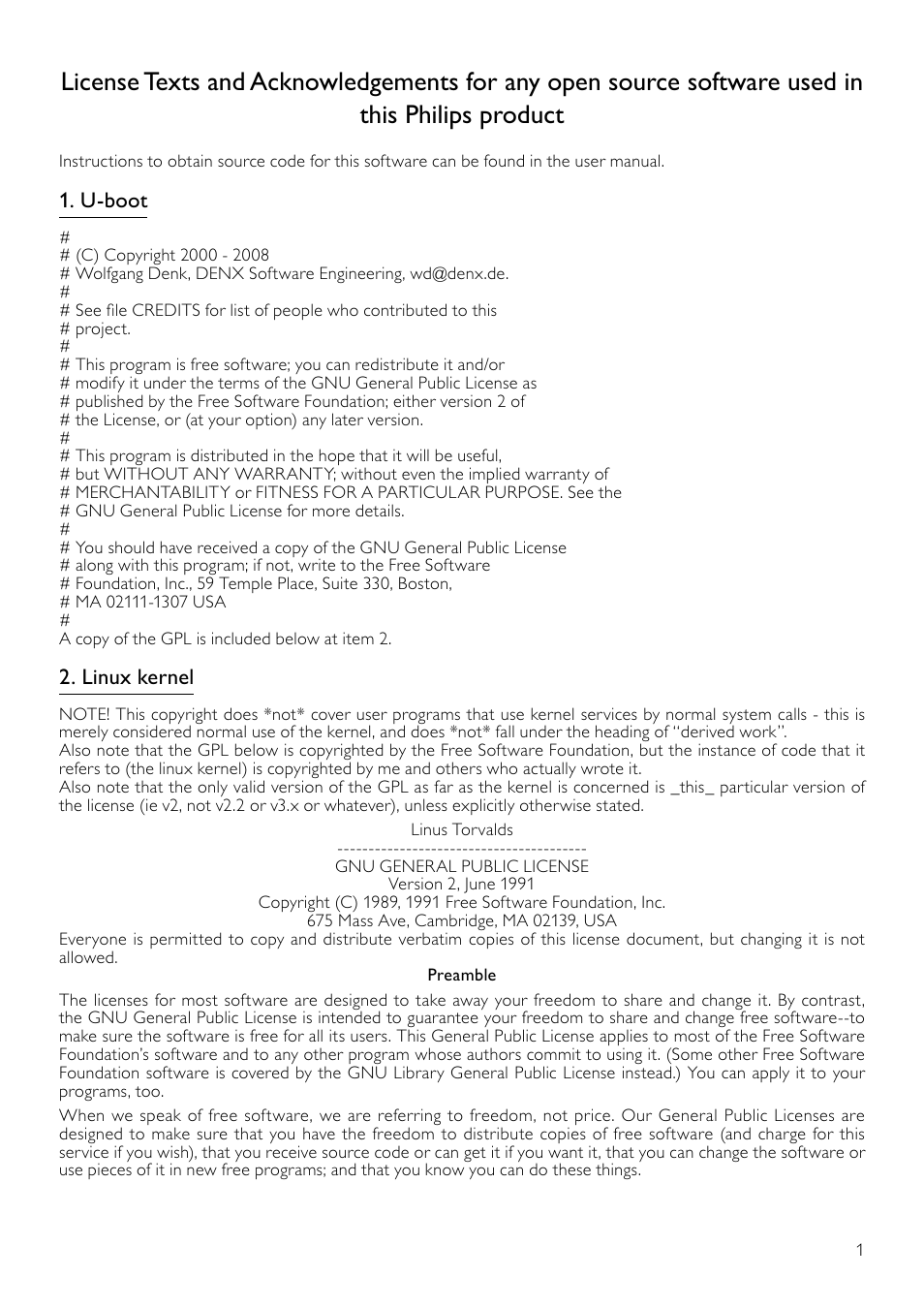 U-boot, Linux kernel | Philips BDP7500S2 User Manual | Page 31 / 50