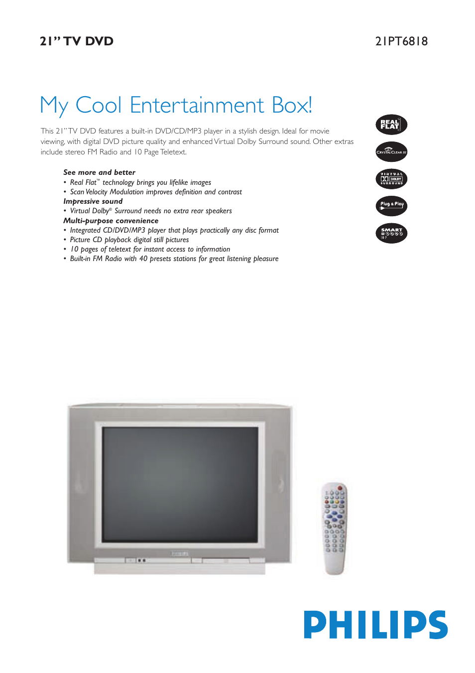 Philips 21PT6818 User Manual | 2 pages