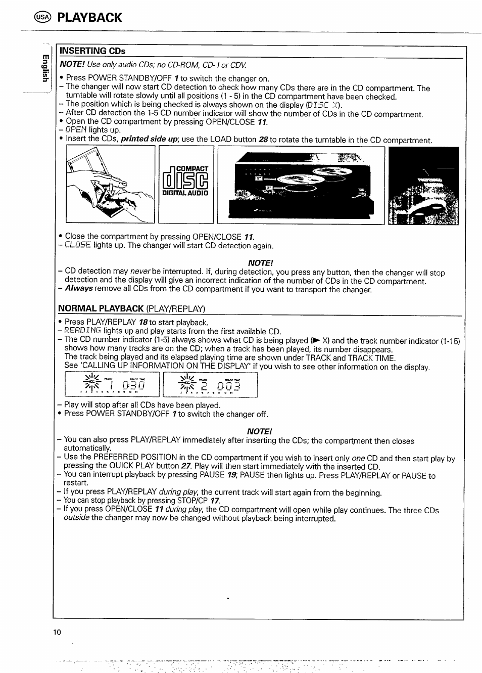 Lilosib, Playback, Inserting cds | Normal playback | Philips CDC 936 User Manual | Page 10 / 26