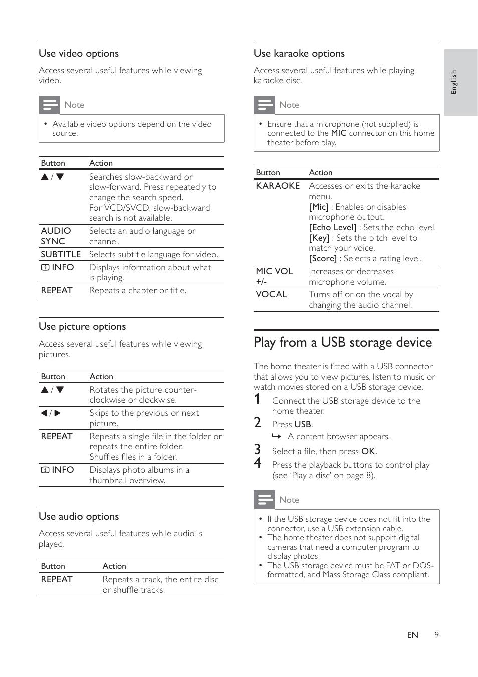 Play from a usb storage device | Philips HTS3540/51 User Manual | Page 11 / 20