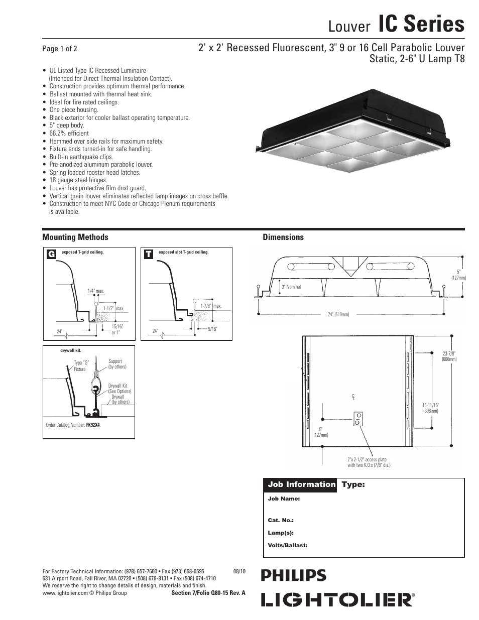 Philips Louver ICS2G9LS120SO User Manual | 2 pages