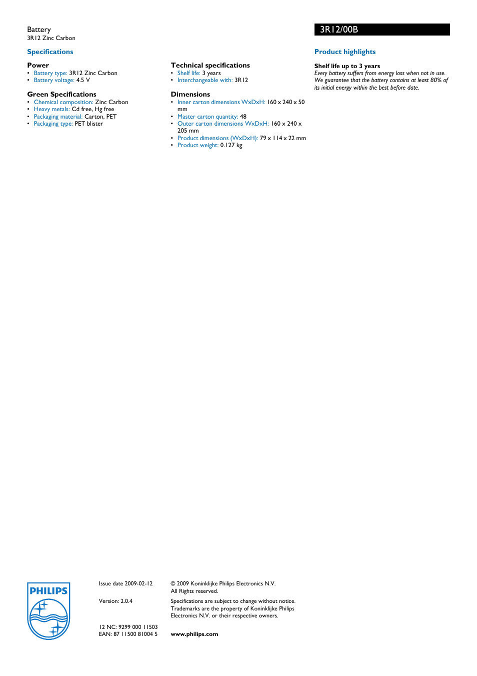 Philips 3R12 User Manual | Page 2 / 2