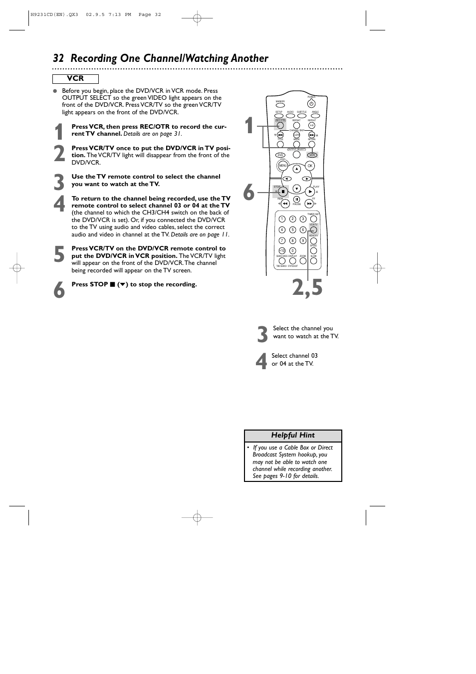 32 recording one channel/watching another | Philips DVD741VR User Manual | Page 32 / 80