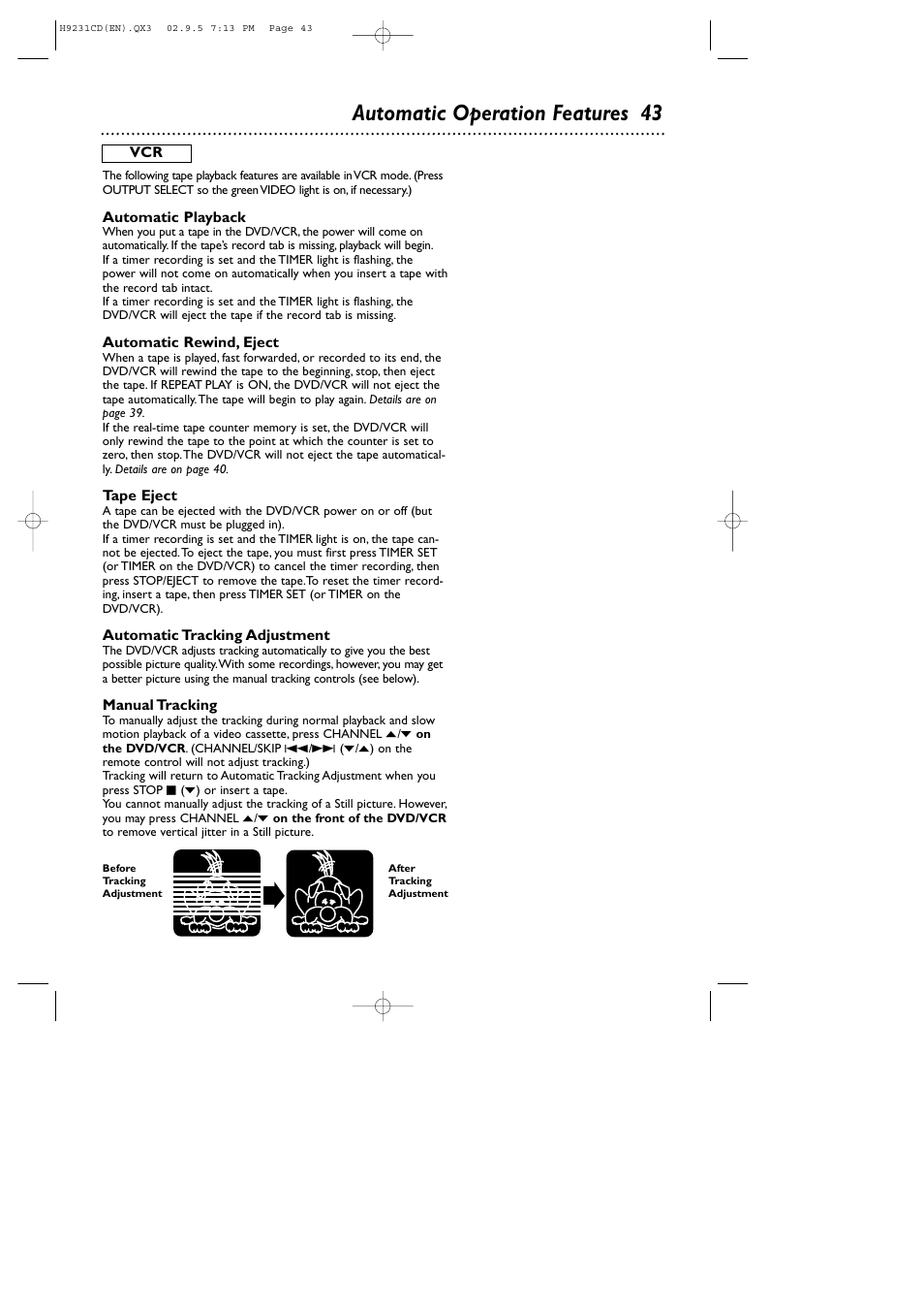 Automatic operation features 43 | Philips DVD741VR User Manual | Page 43 / 80