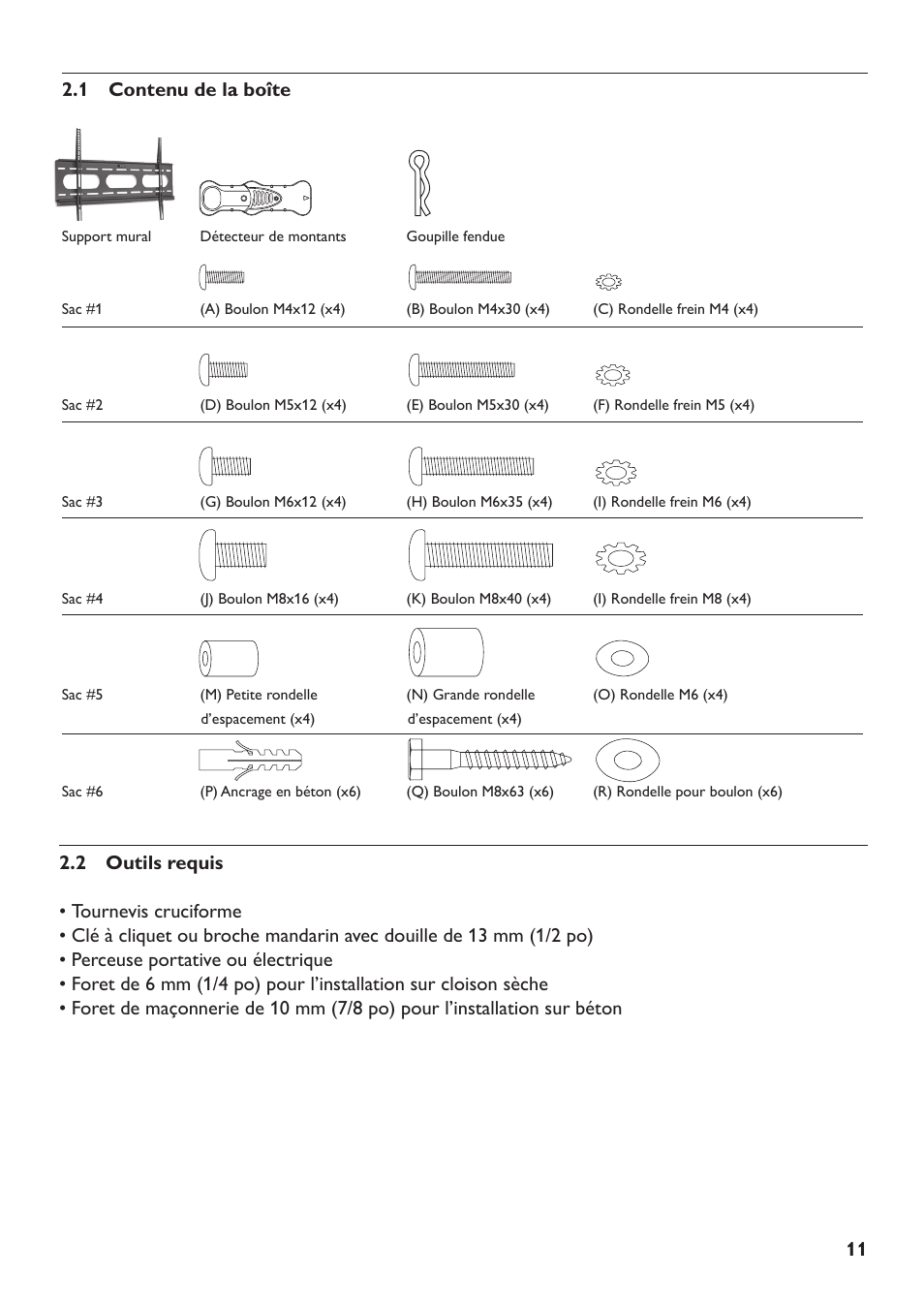 1 contenu de la boîte | Philips SQM5232 User Manual | Page 11 / 23