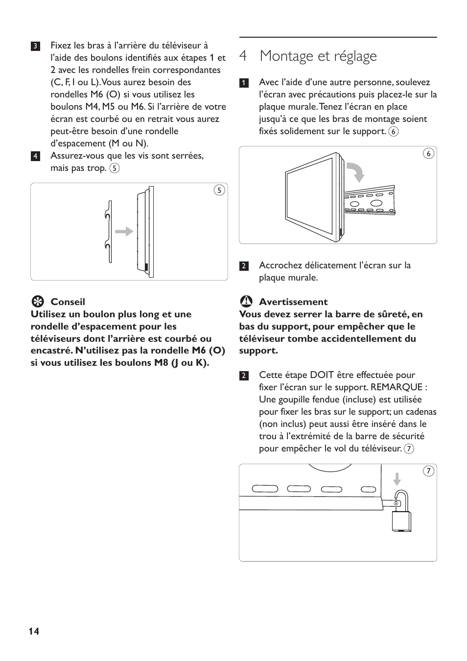 4 montage et réglage | Philips SQM5232 User Manual | Page 14 / 23