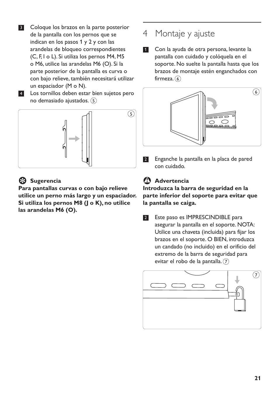4 montaje y ajuste | Philips SQM5232 User Manual | Page 21 / 23