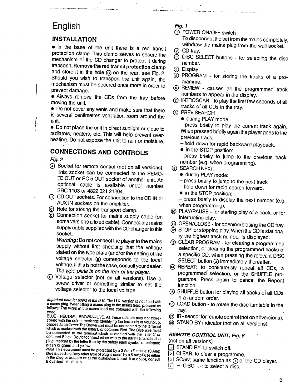 English, Installation, Connections and controls | Philips AK 701 User Manual | Page 2 / 10