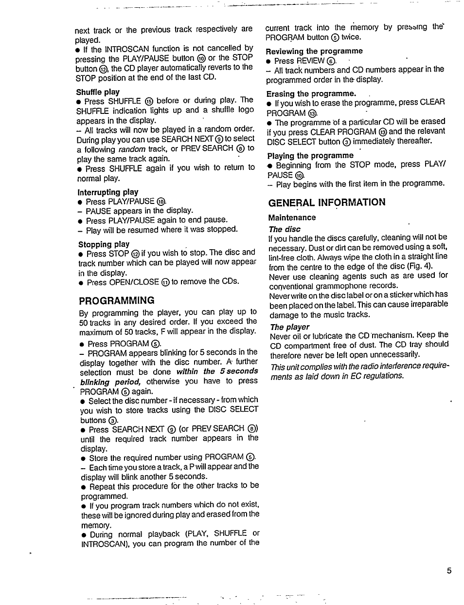 Programming, General infprmation | Philips AK 701 User Manual | Page 3 / 10