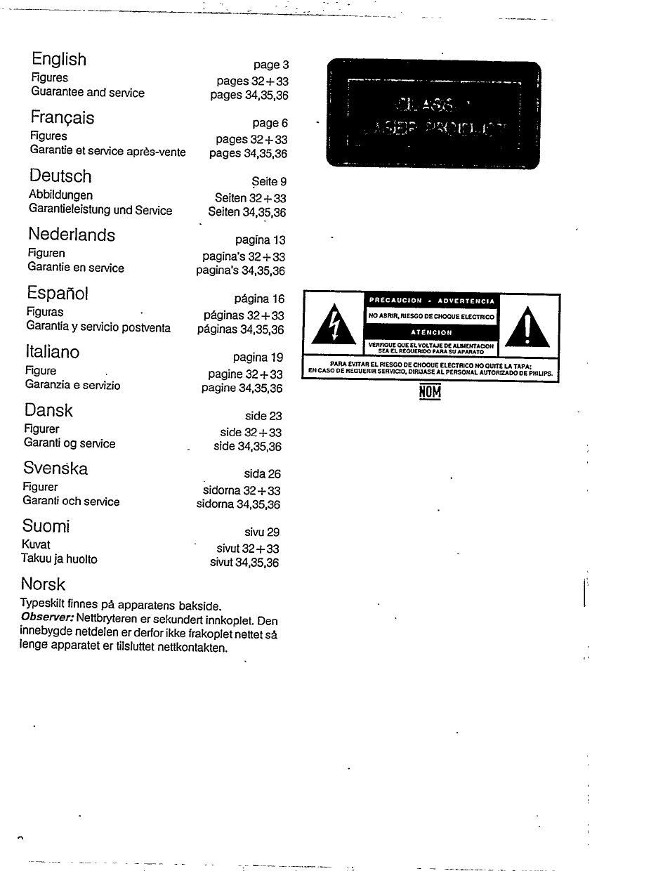 English, Français, Deutsch | Nederlands, Español, Italiano, Dansk, Svenska, Suomi, Norsk | Philips AK 701 User Manual | Page 9 / 10