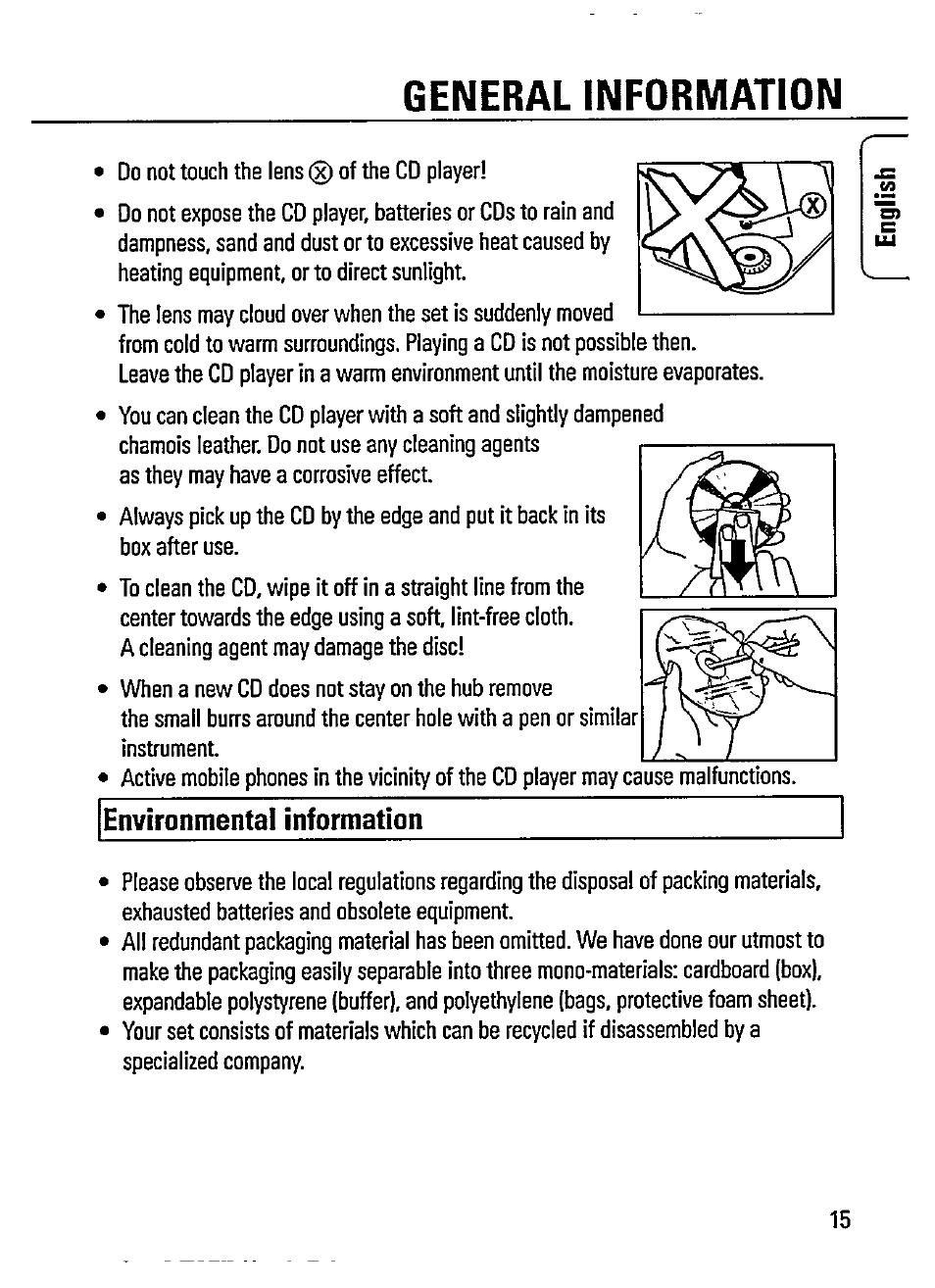 Environmental information, General information | Philips AZ 7182/00 User Manual | Page 15 / 26