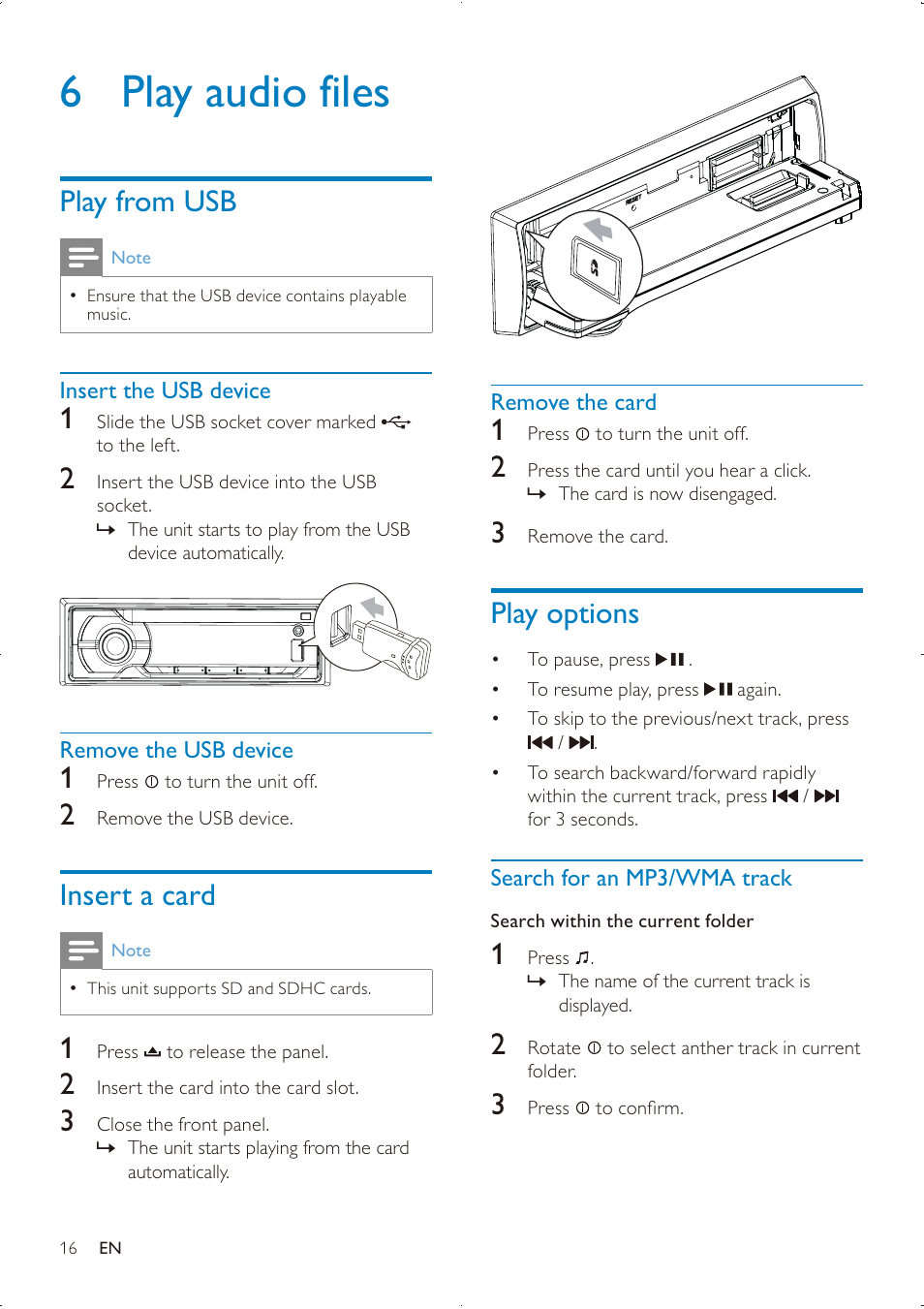 6 play audio files | Philips DVK PHPRU\ SDHC CE151 User Manual | Page 15 / 25