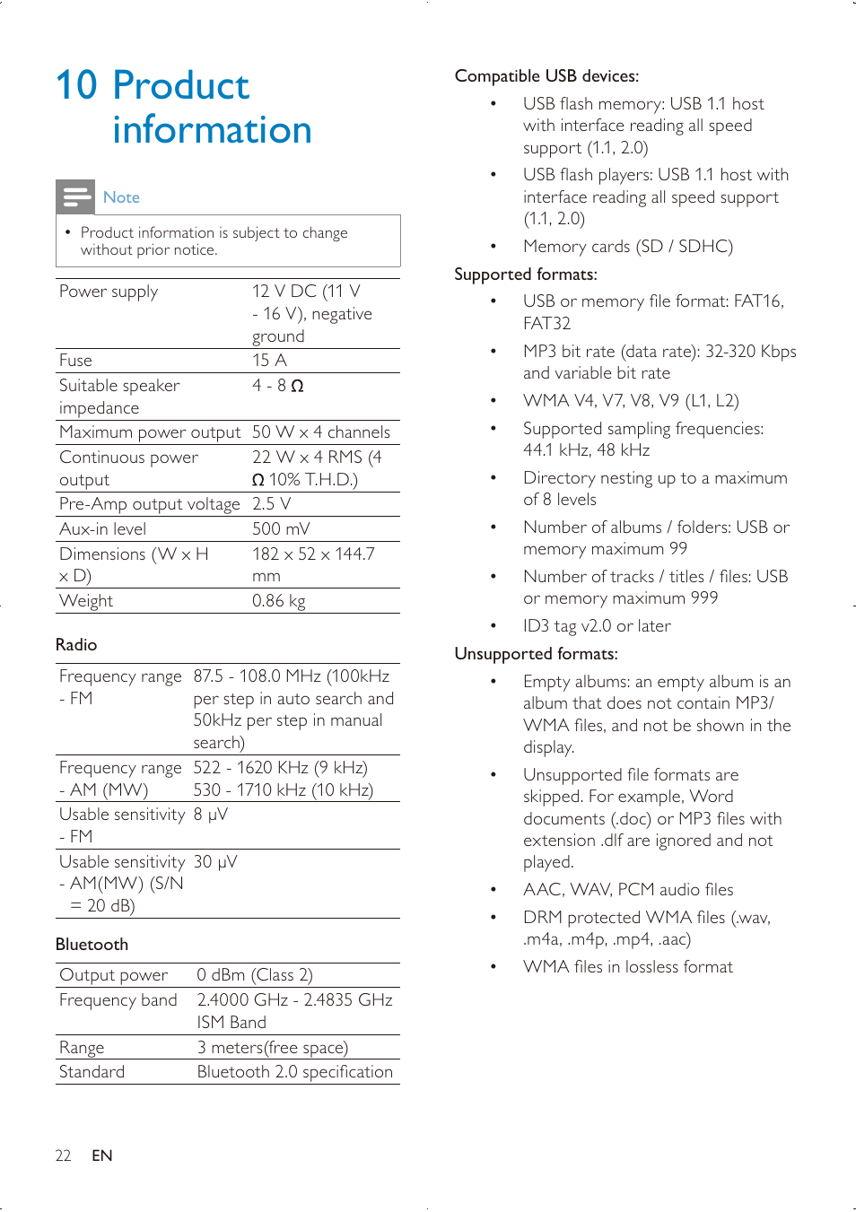 10 product information | Philips DVK PHPRU\ SDHC CE151 User Manual | Page 21 / 25