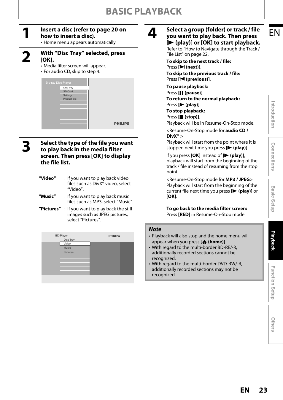 Basic playback | Philips BDP3020/F8 User Manual | Page 23 / 54