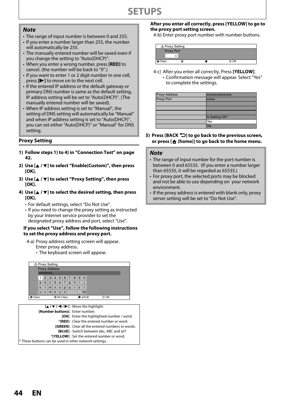 Setups, Proxy setting | Philips BDP3020/F8 User Manual | Page 44 / 54